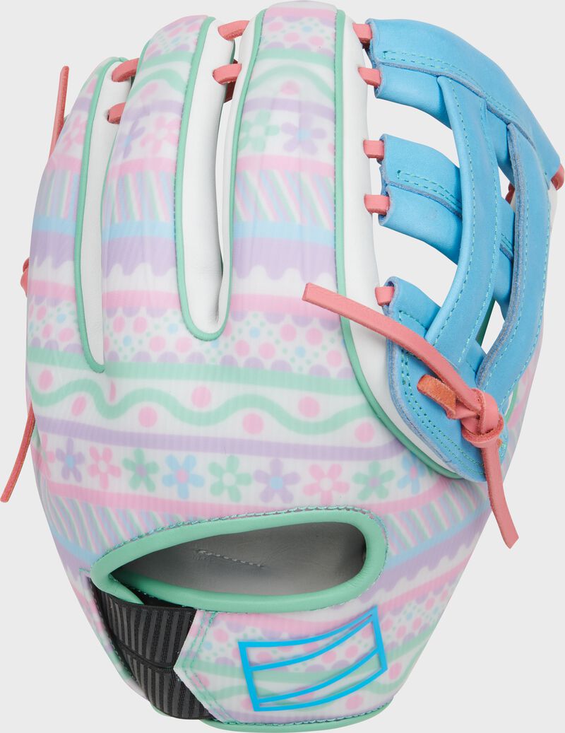Easter egg print back of a Rawlings REV1X 11.75" H-web glove - SKU: REV205-6W loading=